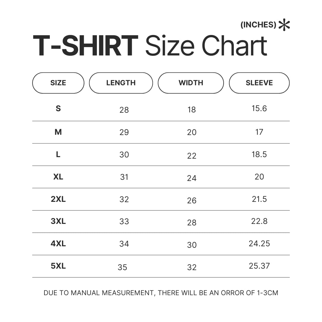 3D T shirt Size Chart - Tom MacDonald Store