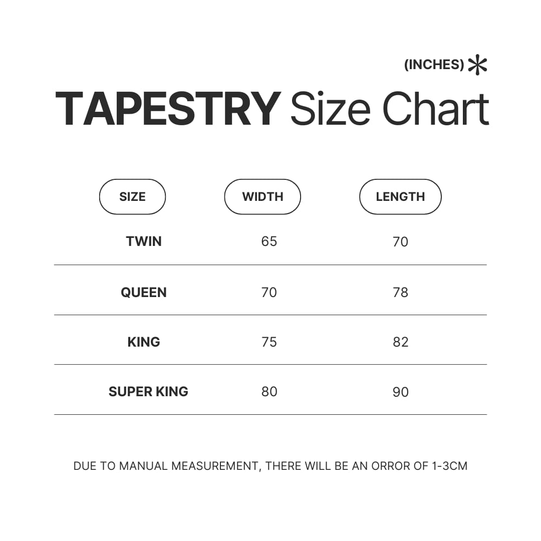 Tapestry Size Chart - Tom MacDonald Store