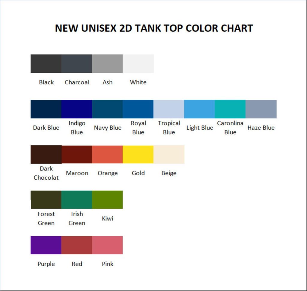 tank top color chart - Tom MacDonald Store